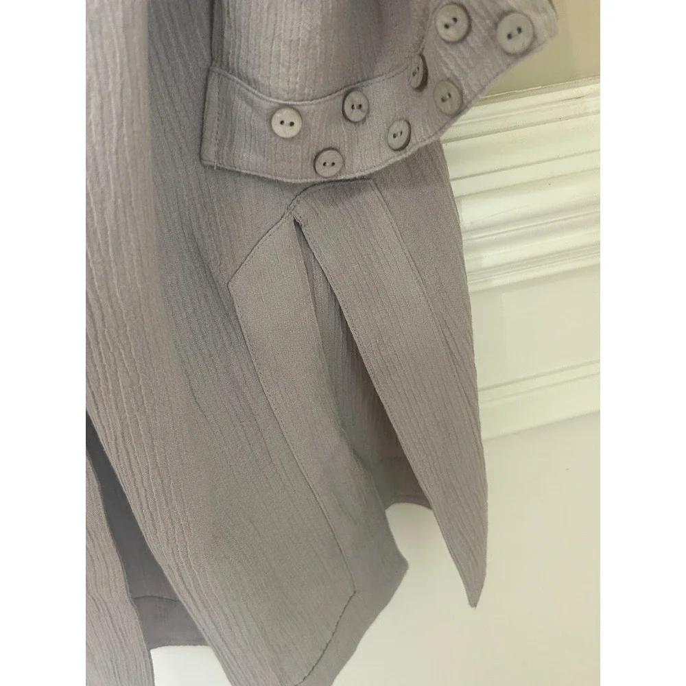 Soft Surroundings Size 2X Taupe Crinkle Gauze Open Cardigan Button Accent Cuff